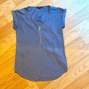 Slate blue work top with zipper